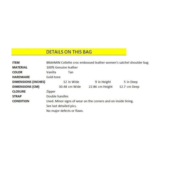 BRAHMIN Collette croc embossed leather satchel shoulder bag - Vanilla/Beige - Picture 14 of 14